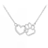 Hollywood Sensation Heartpaws 18k Gold Plated Heart And Paw Necklace In Silver