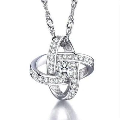Hollywood Sensation Knot Necklace With Cubic Zirconia Stones In Silver