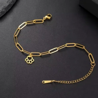 Hollywood Sensation Loyalprint Delicate Paw Print Link Bracelet In Gold