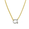 Hollywood Sensation Lucky Lock Carabiner Necklace Two Tone Mixed Metal Horseshoe Pendant Chain