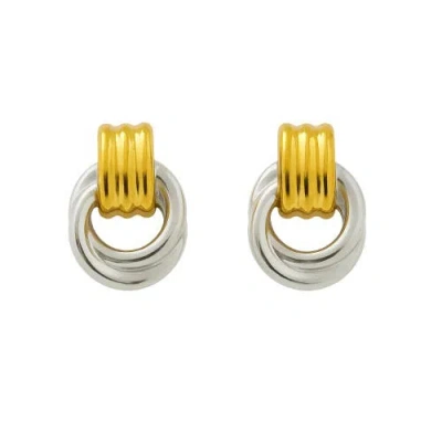 Hollywood Sensation Luna Link Mixed Metal Two Tone Earrings In Gold