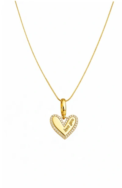 Hollywood Sensation Marina "love You" Pavé Heart Necklace In Gold