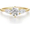 Hollywood Sensation Mirage Elegant Ring With Round-cut Aaaaa Cubic Zirconia In Gold
