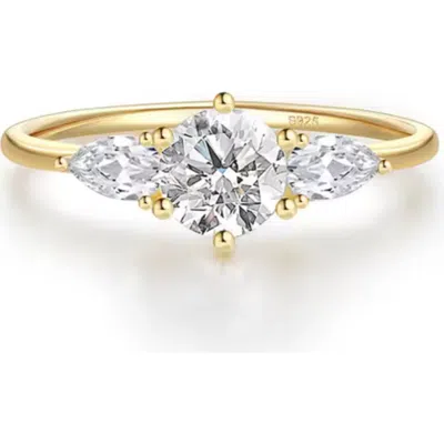 Hollywood Sensation Mirage Elegant Ring With Round-cut Aaaaa Cubic Zirconia In Gold