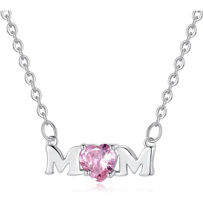 Hollywood Sensation Mom Necklace With Pink Cubic Zirconia In Silver