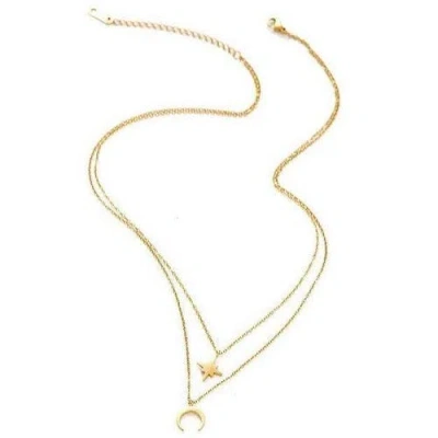 Hollywood Sensation Moon And Star Layered Necklace In Gold