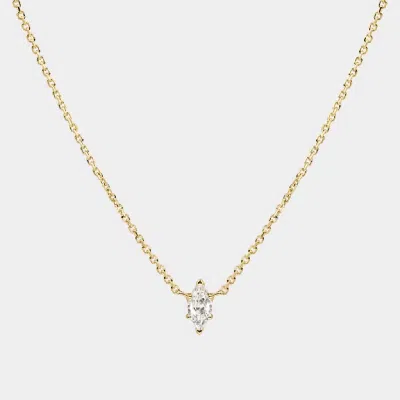 Hollywood Sensation Moonbeam Dainty Cable Chain Necklace With Marquise-cut Cubic Zirconia Pendant In Gold