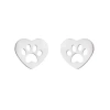 Hollywood Sensation Pawfect Charm Heart Paw Cutout Stud Earrings In Silver