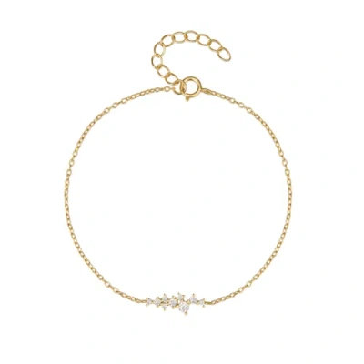 Hollywood Sensation Perla Chain Link Bracelet With Round Cut Cubic Zirconia Cluster In Gold