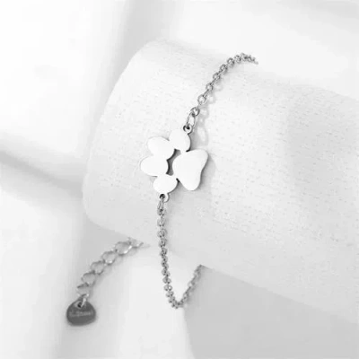Hollywood Sensation Purepaw Link Chain Paw Cutout Charm Bracelet In Silver