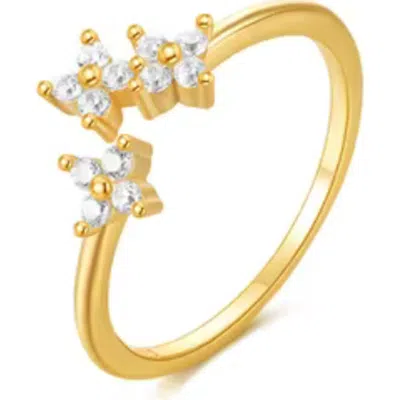 Hollywood Sensation Radiance Unique Open Ring With Aaaaa Cubic Zirconia In Gold