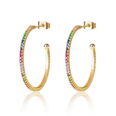 Hollywood Sensation Rainbow Hoop Earrings In Gold