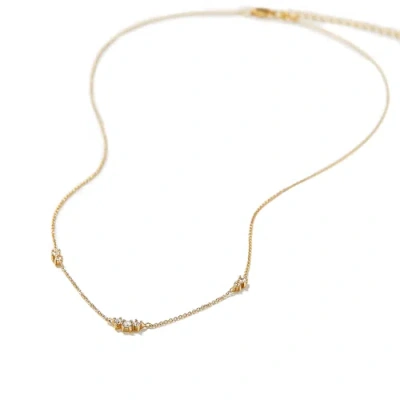 Hollywood Sensation Seraphima Elegant Necklace With Seven Round Cut Cubic Zirconia Stones In Gold