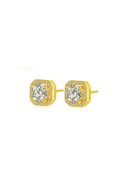 Hollywood Sensation Serena Halo Stud Earrings Gold & White Gold Plated