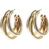 Hollywood Sensation Serenity Triple Hoops Trio Huggie Hoop Earrings In Gold
