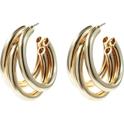 Hollywood Sensation Serenity Triple Hoops Trio Huggie Hoop Earrings In Gold