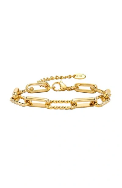 Hollywood Sensation Sienna Adjustable Paperclip Chain Stackable Bracelet In Gold