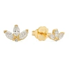 Hollywood Sensation Solis Golden Blossom Studs With Cubic Zirconia