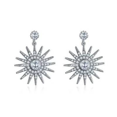 Hollywood Sensation Star Dangle Earrings With White Diamond  Cubic Zirconia In Metallic