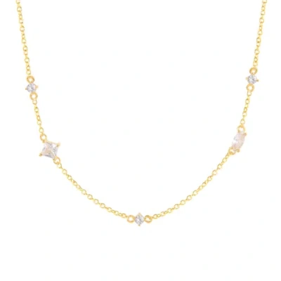 Hollywood Sensation Starfall Necklace With Oval, Round, And Princess Cut Cubic Zirconia In Gold