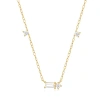 Hollywood Sensation Starluxe Delicate Necklace With Three Round Cut And One Emerald Cut Cubic Zircon In Gold