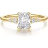 Hollywood Sensation Stellar Elegant Ring With Radiant Aaaaa Cubic Zirconia In Gold