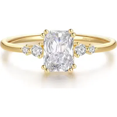 Hollywood Sensation Stellar Elegant Ring With Radiant Aaaaa Cubic Zirconia In Gold