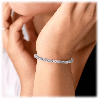 Hollywood Sensation Tennis Bracelet With 1/8 Ct  Cubic Zirconia In Silver