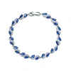 Hollywood Sensation Tennis Bracelet With Marquise Sapphire Cubic Zirconia In Blue