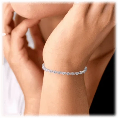 Hollywood Sensation Tennis Bracelet With Round Cut Cubic Zirconia In Silver