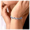 Hollywood Sensation Tennis Bracelet With Round Cut Sapphire And White Diamond Cubic Zirconia In Blue