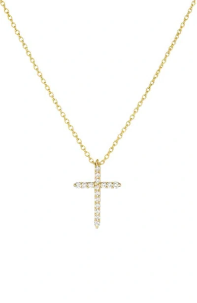 Hollywood Sensation Timeless Grace Cz Cross Pendant Necklace In Gold