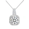 Hollywood Sensation Two Carat Halo Cubic Zirconia Pendant Necklace In Silver
