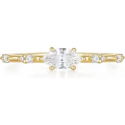 Hollywood Sensation Vivid Elegant Marquise-cut Cubic Zirconia Ring In Gold