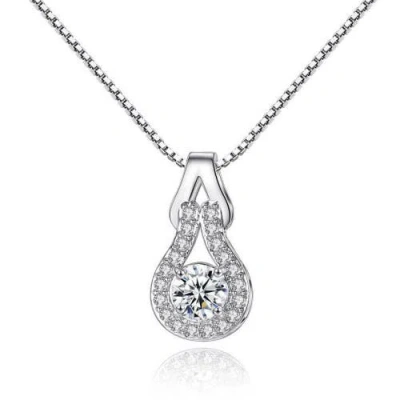 Hollywood Sensation White Gold Crystal Infinity Pendant Necklace In Silver