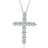 Hollywood Sensation White Gold Cubic Zirconia Cross Necklaces In Silver
