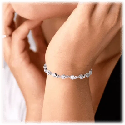 Hollywood Sensation Xo Tennis Bracelet With Round Cut White Diamond Cubic Zirconia Stones In Silver