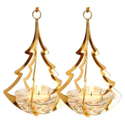 Pre-owned Holmegaard 1 Of The 2  Golden Christmas Candleholder Tree, Denmark 2006 In Orange
