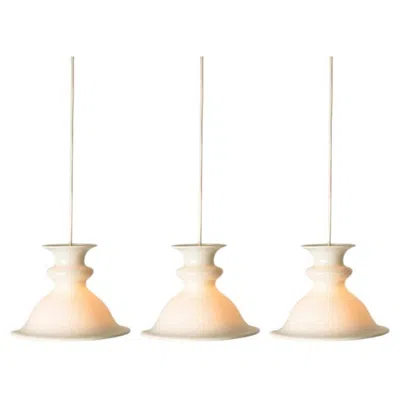 Pre-owned Holmegaard 1 Of The 3 Round  Tivoli Hanging Lamps By Michael Bang, 1970 In White