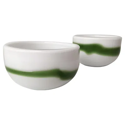 Pre-owned Holmegaard 1970stwo White Danish Handblown Glass Bowls By Michael Bang For