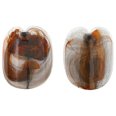 Pre-owned Holmegaard 1980s Scandinavian Modern Wall Sconces By , Art Glass In Brown