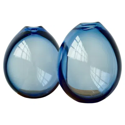 Pre-owned Holmegaard A Pair Of Extra Large Glass Vases By Per Lutken For  In Blue