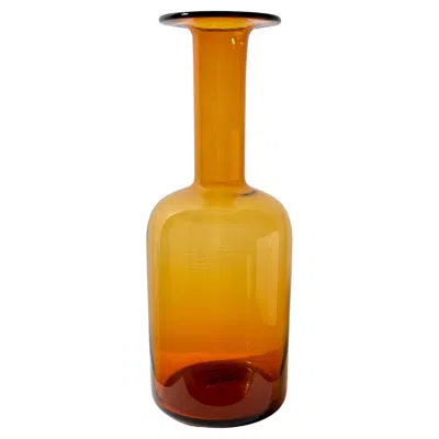 Pre-owned Holmegaard Amber Glass, Mid-century, Bottle Vase By Otto Brauer For  In Brown