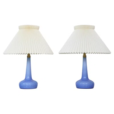 Pre-owned Holmegaard Blue Danish Modern Le Klint Glass Table Lamps, New-old-stock, 1980s, Denmark