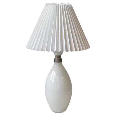 Pre-owned Holmegaard Cocoon Table Lamp By Peter Svarrer In White Glass