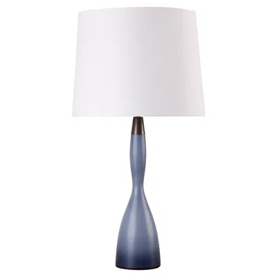 Pre-owned Holmegaard Danish Modern Tall Gourd Shaped Table Lamp Night Blue Glass By , 1960s