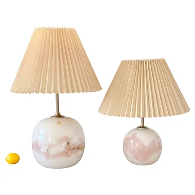 Pre-owned Holmegaard Danish Pair Of Sakura Art Glass Lamps By Michael Bang For  In Sand