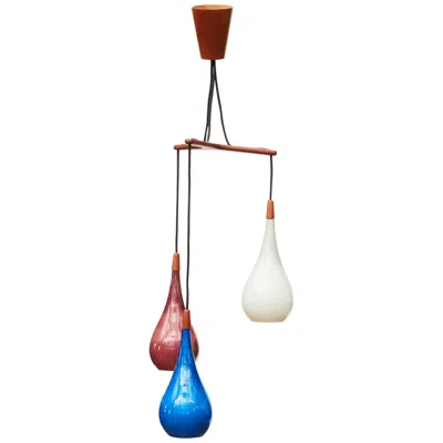 Pre-owned Holmegaard Glass And Teak Pendant Light, Danish Design, , Circa 1955 In Sand