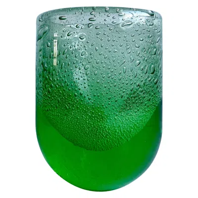 Pre-owned Holmegaard Green Art Glass Vase With Bubbles, Scandinavian, Circa 1950's