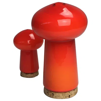 Pre-owned Holmegaard Handblown Danish Salt And Pepper Set In Red Glass By Michael Bang For